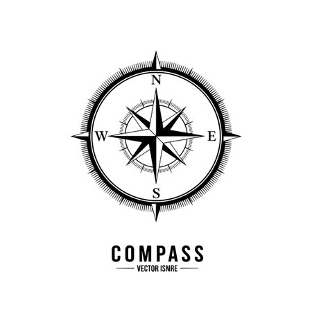 This vintage compass rose, isolated on a white background, evokes the spirit of exploration. It symbolizes direction, guidance, and the timeless allure of adventure.のイラスト素材