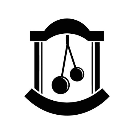 This is a vector illustration of a pendulum clock mechanism. The image shows the swinging bobs and...
