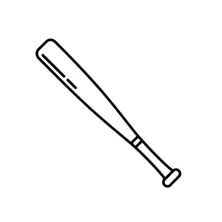 This is an outline drawing of a baseball bat. The bat is made of wood and has a handle and a barrel. It is used to hit the ball in the game of baseball.のイラスト素材