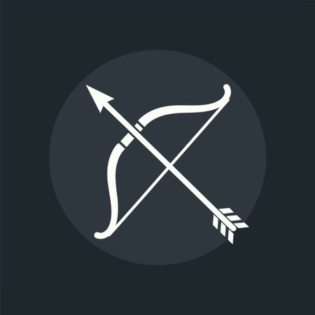 A classic bow and arrow, symbolizing archery and precision in sports. It represents skill, focus, and the pursuit of accuracy in hitting the target.のイラスト素材
