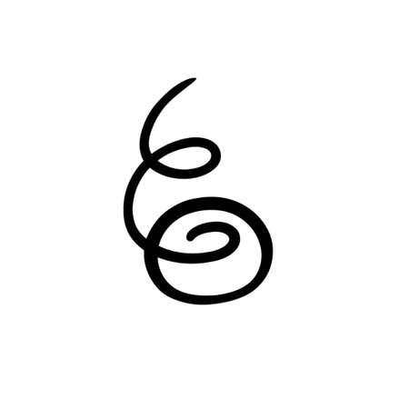 An abstract black spiral gracefully curves and swirls against a pristine white backdrop, creating a visually captivating and elegant design element.のイラスト素材