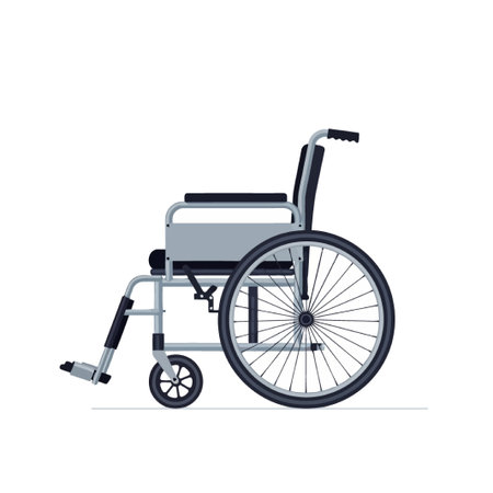 This is an illustration of a wheelchair, a mobility device used by individuals with disabilities or those who have difficulty walking due to illness or injury.のイラスト素材