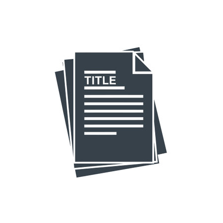 A stack of documents with a title and lines of text, isolated on a white background, symbolizing...