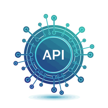 A digital illustration of an API symbol with a network design, representing application programming...