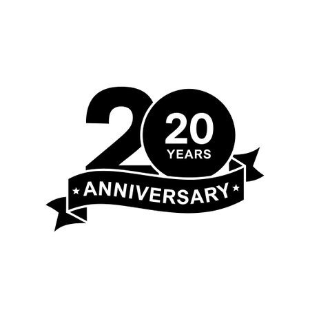 A minimalist 20th anniversary  with a ribbon, symbolizing two decades of success. Perfect for...