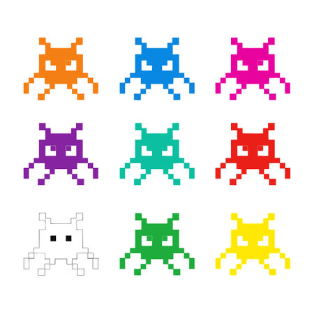 A vibrant collection of pixel art , reminiscent of classic arcade games, perfect for adding a touch...