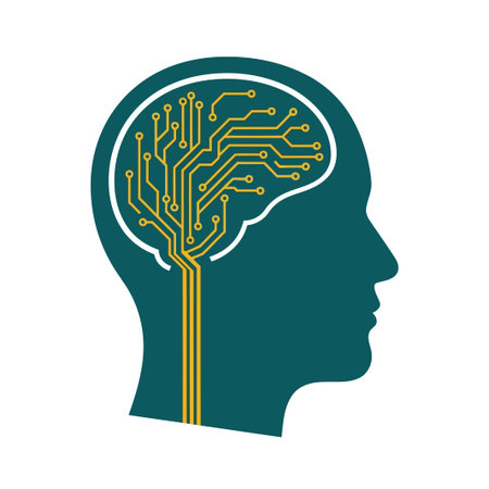 A silhouette of a head with a circuit board pattern, representing artificial intelligence and...