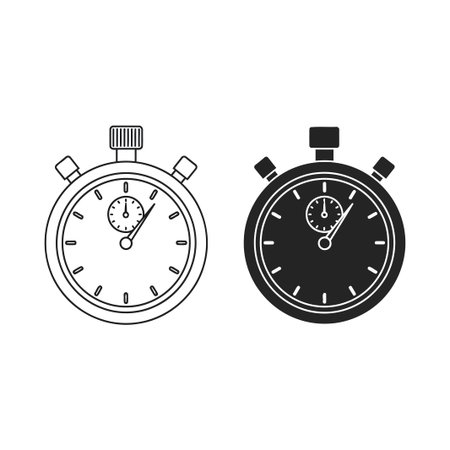 An illustration of two stopwatches symbolizing time, measurement, and precision, useful for...