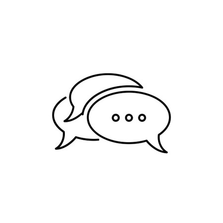 A speech bubble icon symbolizes communication and dialogue. Its versatile design conveys messages...