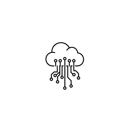 This icon represents cloud computing, symbolizing data storage, networking, and digital...