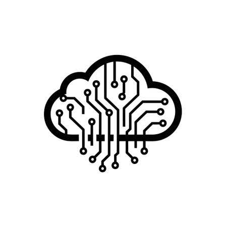 A cloud computing technology illustration, isolated on a white background, representing data...