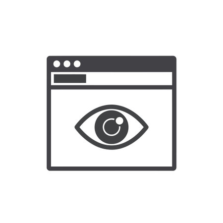 This image represents an eye within a browser window, symbolizing online privacy, surveillance, and...