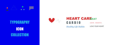 Vector illustration showing heart care, cardio, healthy life habits with a heart icon, ECG, and...