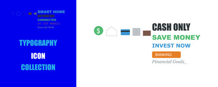 Modern digital illustration presenting smart home, IoT automation, and financial banking goals with...