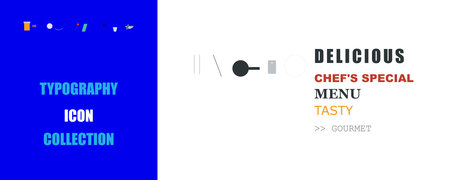 Abstract graphic art with minimalist icons for healthcare and food services, combined with creative,...