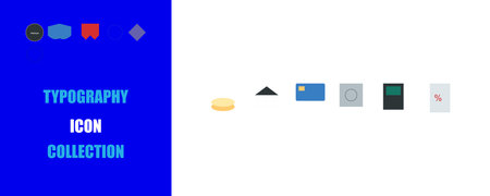 Colorful flat vector icon collection featuring finance, business, banking, credit card, and UI...