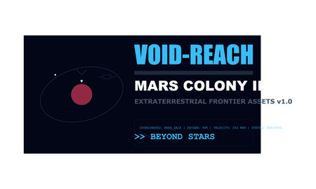 Dark abstract futuristic UI design featuring Mars colony data and space exploration graphics.