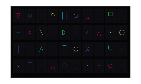 A structured grid containing forty individual rectangular cells, each featuring a unique minimalist...