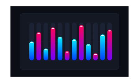 A high-contrast graphic representation of an audio equalizer or frequency analyzer. The image...