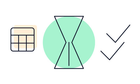 A minimalist digital illustration featuring three distinct icons arranged horizontally against a...