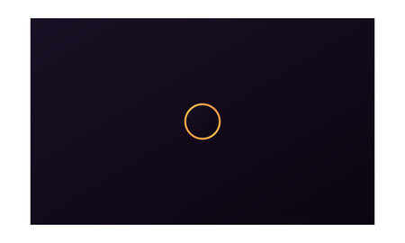 This minimalist digital image displays a perfectly centered, thin orange ring or circle isolated...