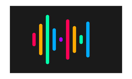 A digital graphic illustration featuring a series of vertical rounded bars representing an audio...