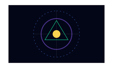 A clean, minimalist digital illustration on a dark background featuring a yellow circle at the...