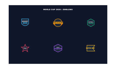 This digital graphic features six vibrant soccer emblems on a dark background showcasing phrases...