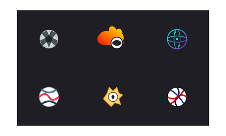 This set of six stylized icons showcases various creative interpretations of football elements,...