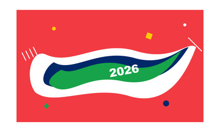 This minimalist abstract graphic features a wavy layered design in white blue and green with the...