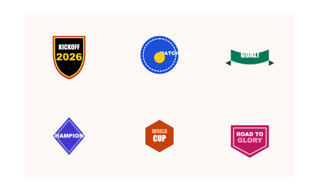 This professional graphic set contains six unique sports emblems including shields and ribbons...