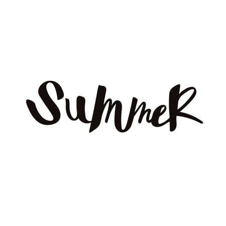 Calligraphic text Summer. Handwritten lettering Summer isolated on white background.のイラスト素材