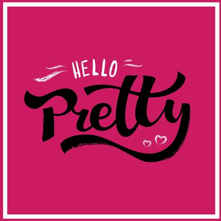 Hello pretty fun spring lettering card vectorのイラスト素材