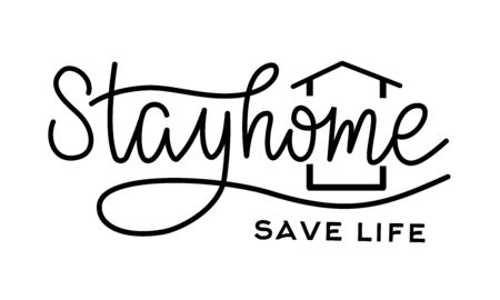 Stayhome lettering vector for social media news postのイラスト素材
