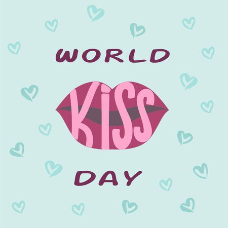 World kiss day vector hand drawn illustrationのイラスト素材
