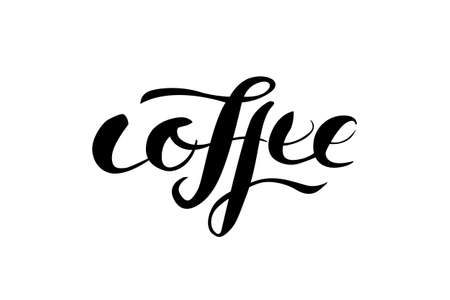Coffee isolated lettering word on white background, perfect for cafe, menu, banners, cardsのイラスト素材