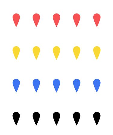 Pins for map, travel destination symbol, navigation position marker and travel place pointer web vector illustration. Set of pins markers signs pointers symbols for map isolated on white backgroundのイラスト素材