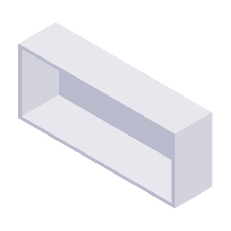 Bookshelf isometric - case and shelf for books for home and store interior design. Empty gray wooden furniture for home and shop storage in vector illustration.のイラスト素材