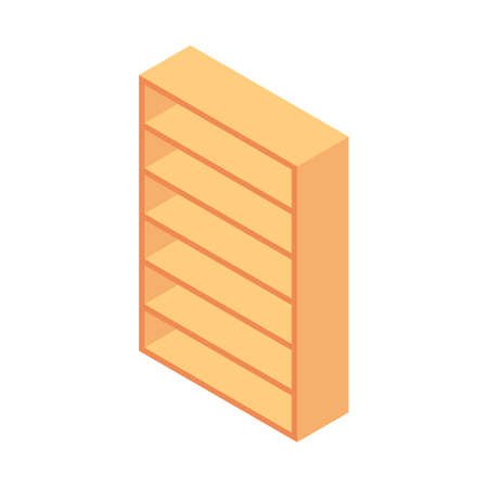 Bookshelf isometric - case and shelf for books for home and store interior design. Empty brown wooden furniture for home and shop storage in vector illustration.のイラスト素材