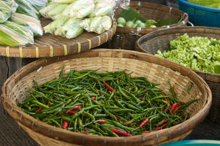 Chilli Padi, Bird's Eye Chilli, Bird Chilli, Thai pepper on Threshing basket.