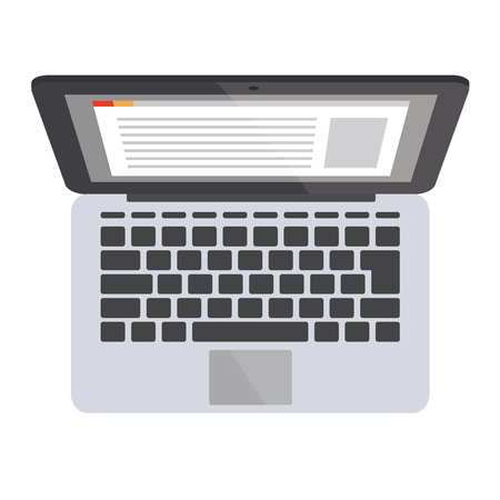 Flat opened laptop vector illustration. Top view.のイラスト素材
