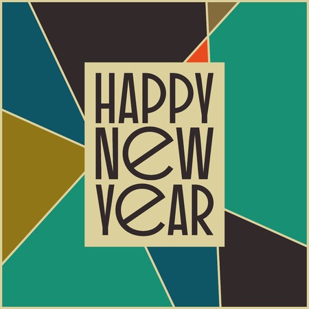 Abstract vintage mid century new years card design. Abstract geometric space background.のイラスト素材