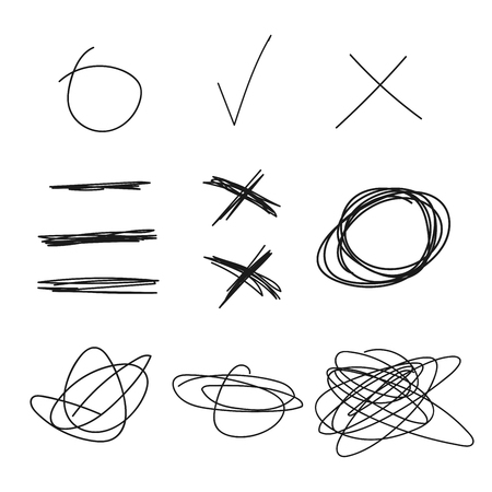 Vector collection of different hand-drawn design elements.のイラスト素材