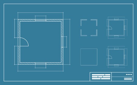 Apartment Floor simple Plan Blueprint with no furniture Top View. Vector illustration.のイラスト素材