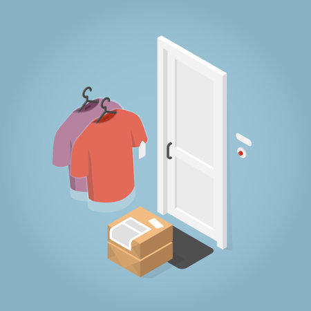 Isometric Clean Clothes Delivery Illustrationのイラスト素材