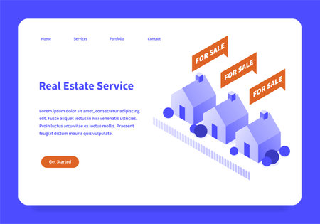 Real Estate Landing Page Conceptのイラスト素材