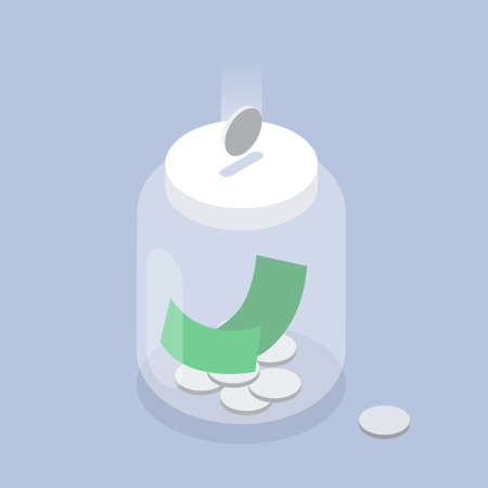 Saving Money Isometric Illustrationのイラスト素材
