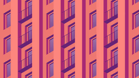Isometric Building Facade Illustrationのイラスト素材