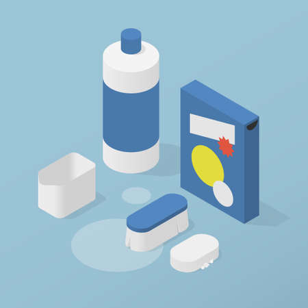 Household Chemicals Isometric Illustrationのイラスト素材