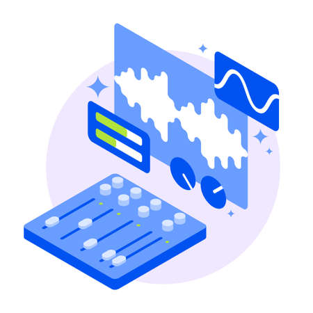 Sound Production Equipment Isometric Illustrationのイラスト素材